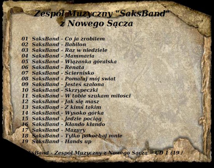 SaksBand - Zespół Muzyczny Nowy Sącz  - CD 1 Folkgoralski - SaksBand - Zespół Muzyczny Nowy Sącz  - CD 1 - Back.bmp
