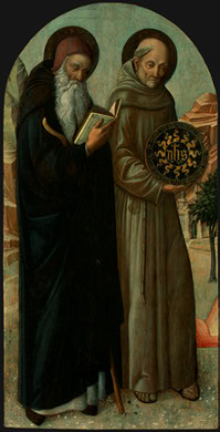 Bellini, Jacopo 1400-1470 - BELLINI,J. SAINT ANTHONY ABBOT AND SAINT BERNARDINO OF SIENA.JPG