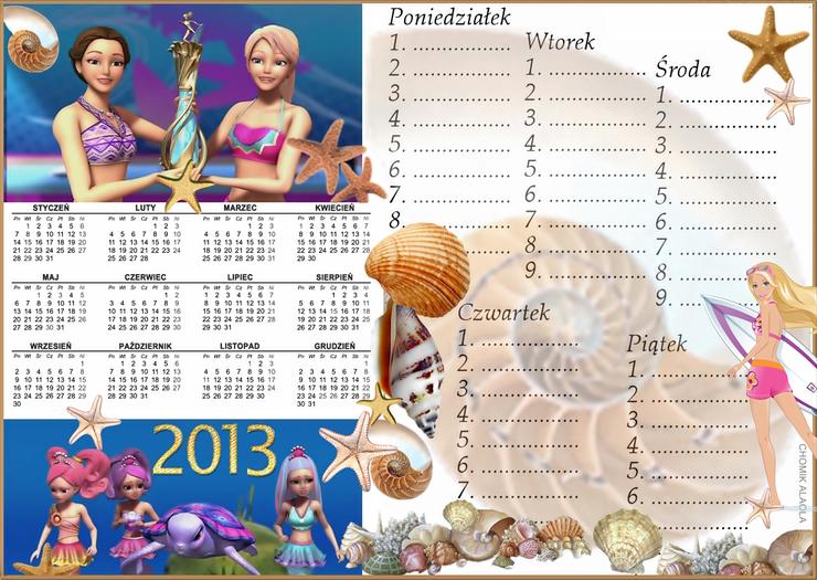 Ramki Puzzle Tabliczki mn... - Barbie i Podwodna Tajemnica 2 -kalendarz 2013 i plan lekcji.JPG