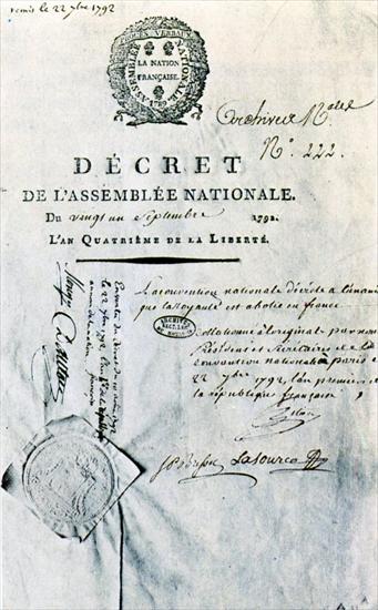 Iconographie De La Revolution Francaise 1789-1799 - 1792 09 21 Decret dabolition de la royaute.jpg
