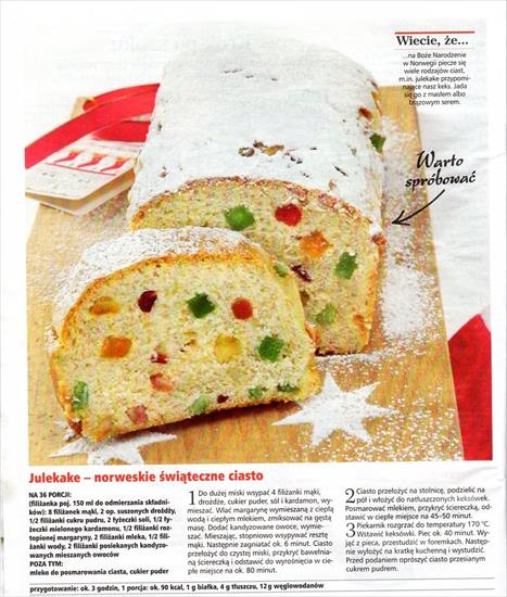 CIASTA I DESERY - Julekake-norweskie świąteczne ciasto.jpg