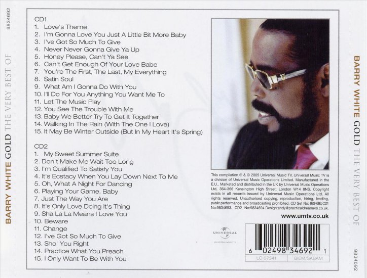 2005 - Barry White - Gold The Very Best Of - CD2 - Cover Back.jpg